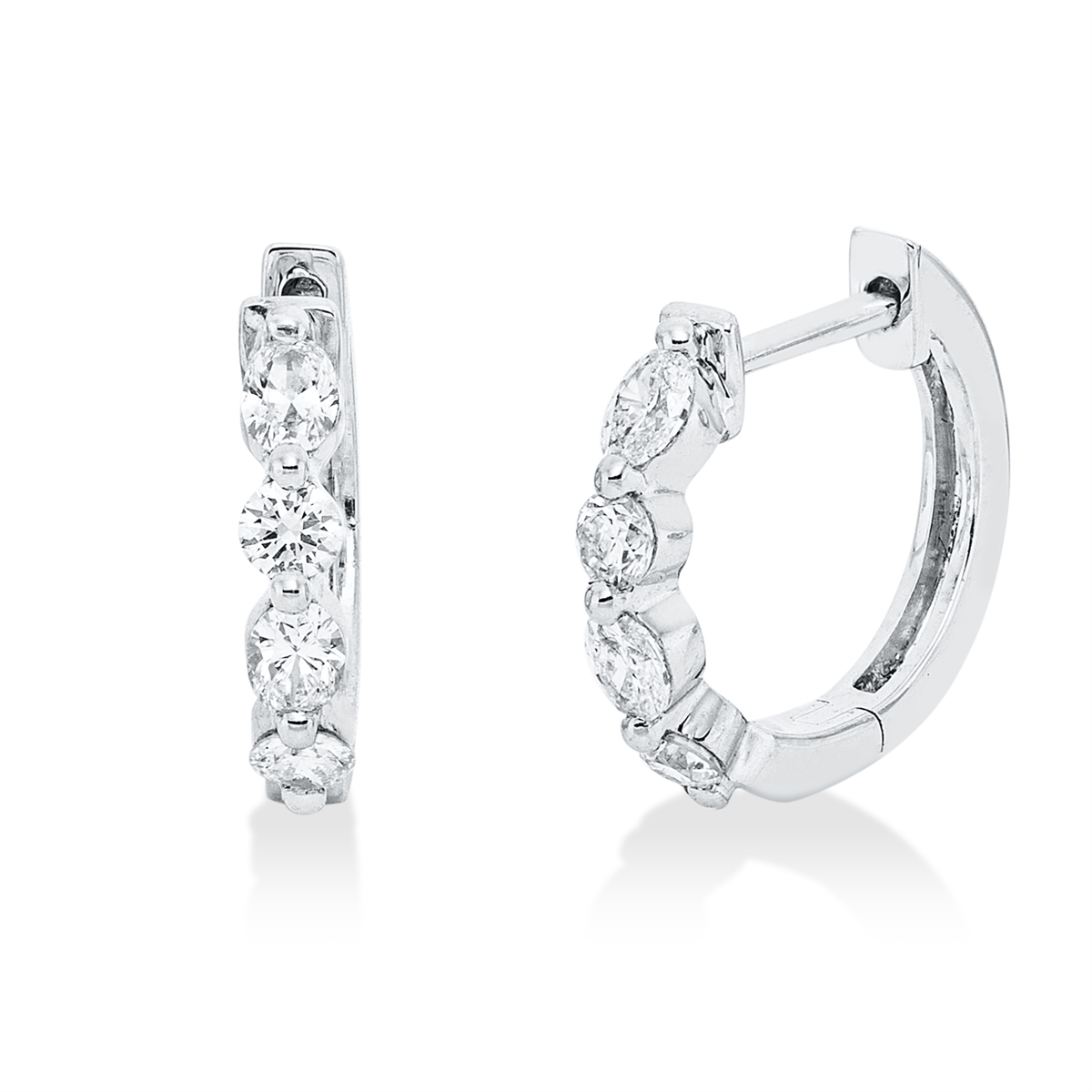 fantasy-cut  modern woman hoops & huggies in white gold