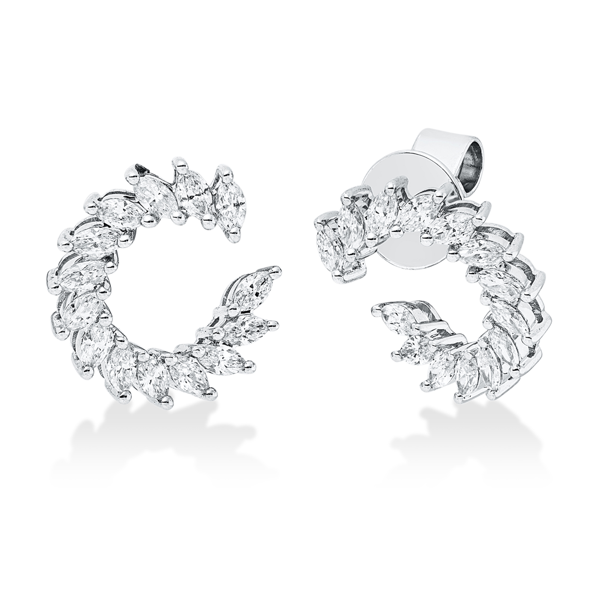 marquise  modern woman studs in white gold