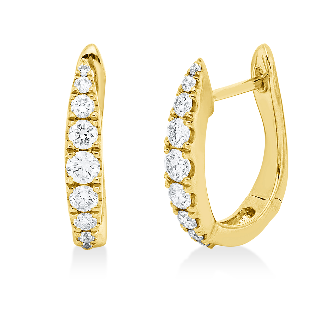 diamond full cut  modern woman hoops & huggies in yellow gold