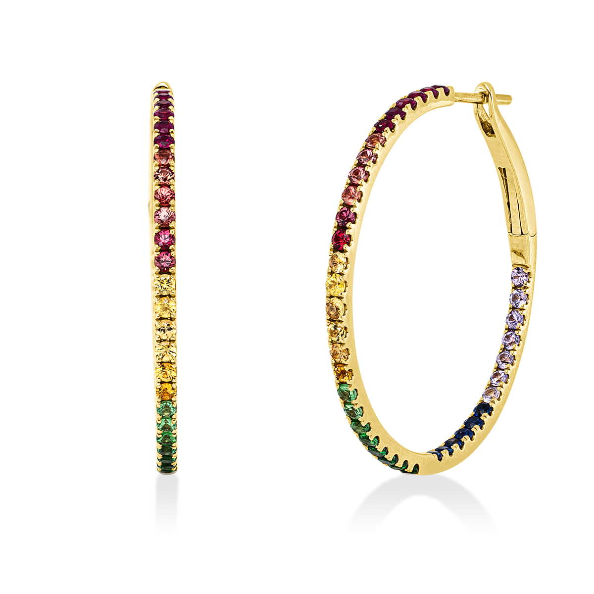 colored stone classic hoops & huggies - 2Y772