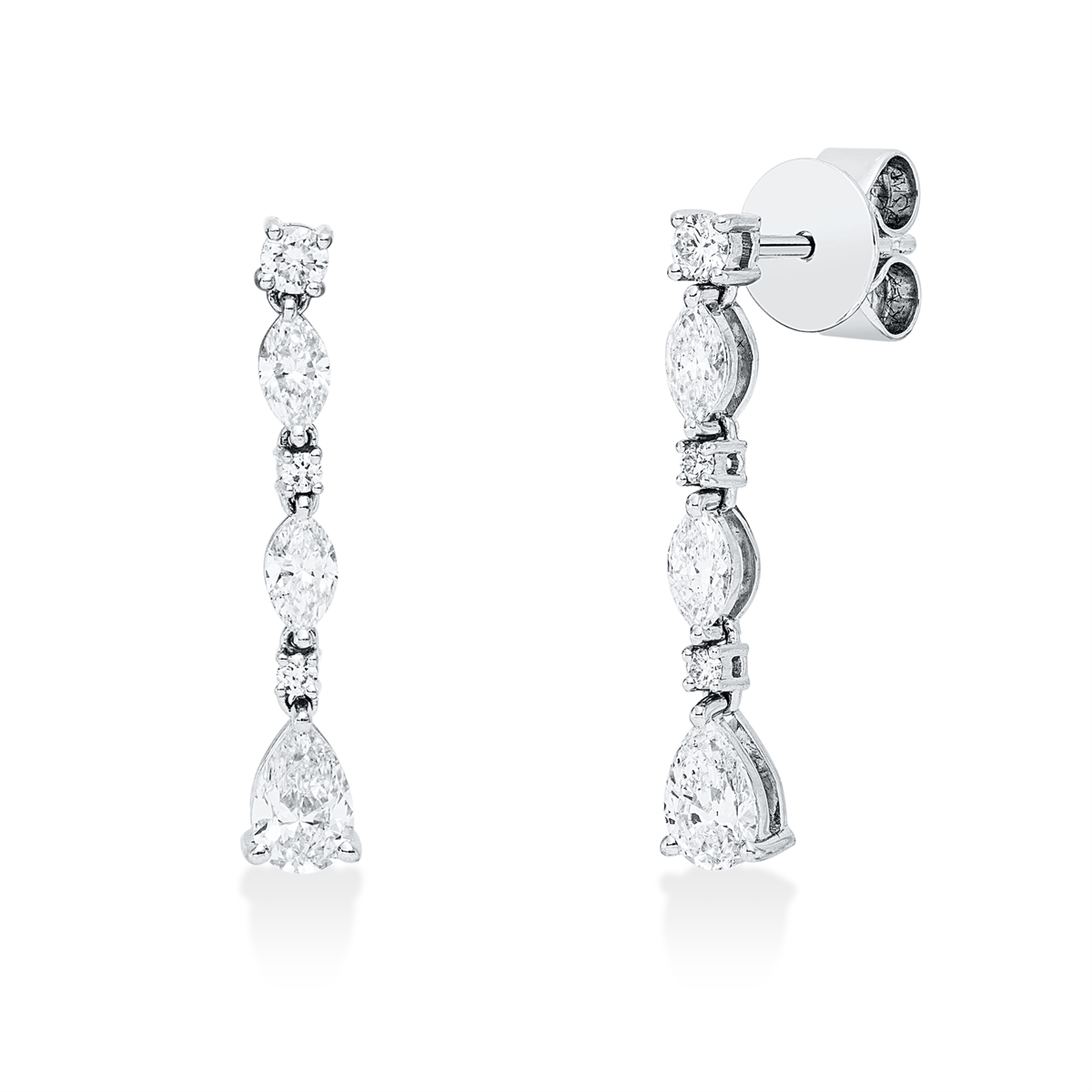 fantasy-cut  multi-stone earrings in white gold