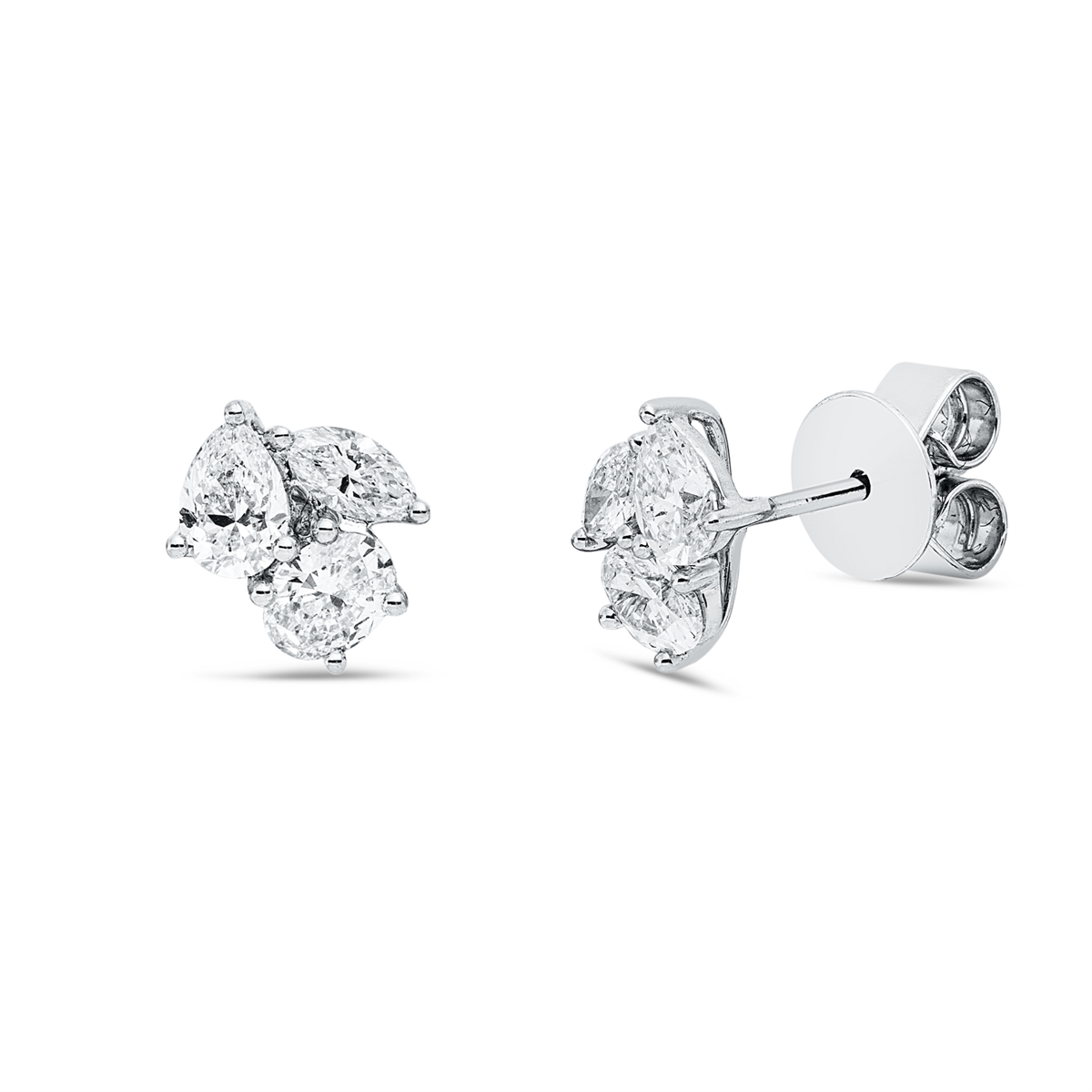fantasy-cut  illusion classic studs in white gold