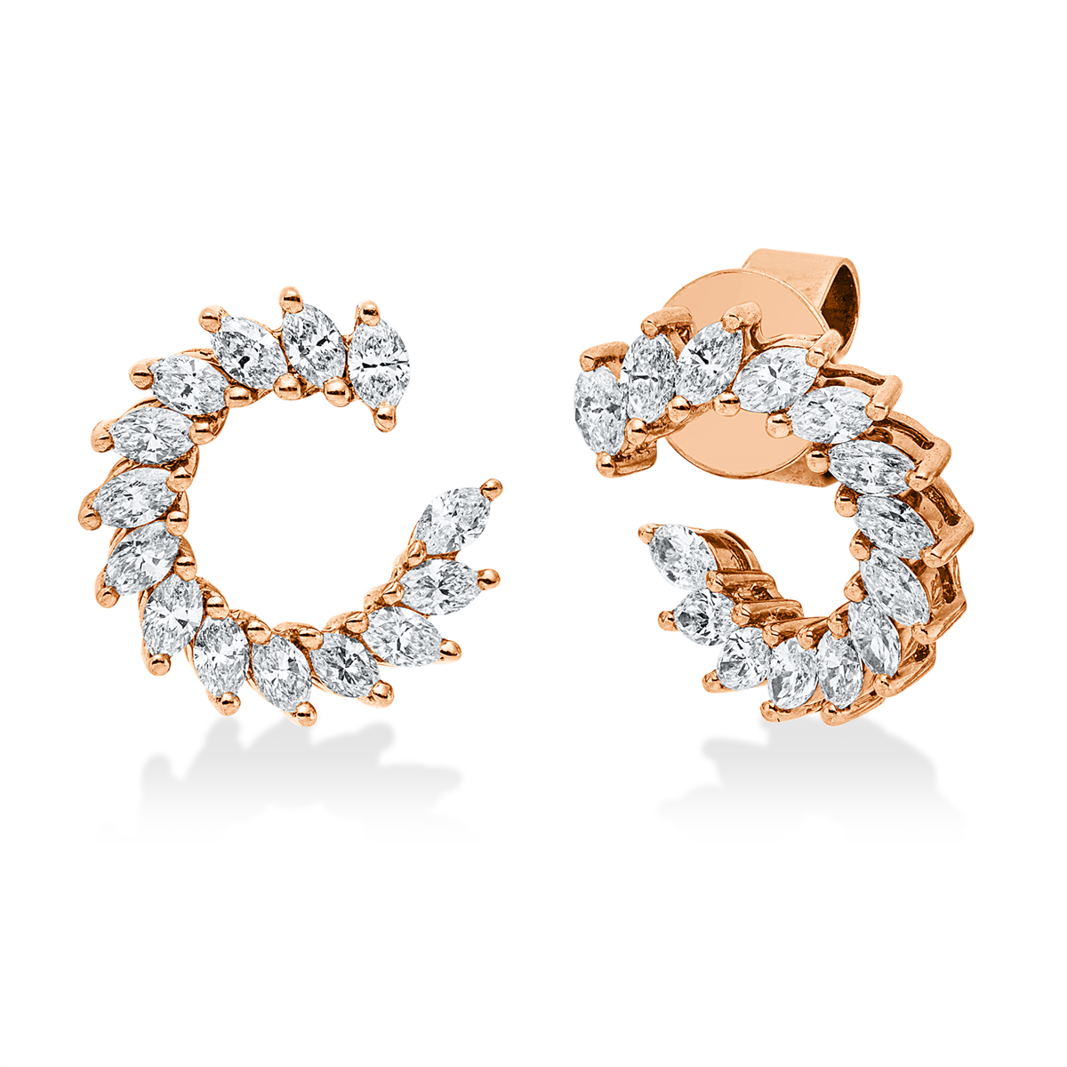marquise  modern woman studs in red gold