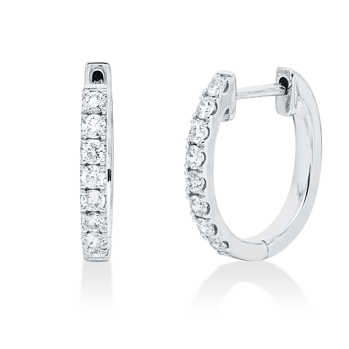 diamond full cut  modern woman hoops & huggies in white gold