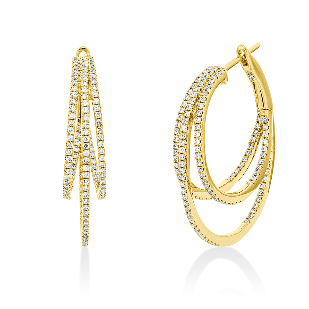 diamond full cut  multi-stone hoops & huggies in yellow gold