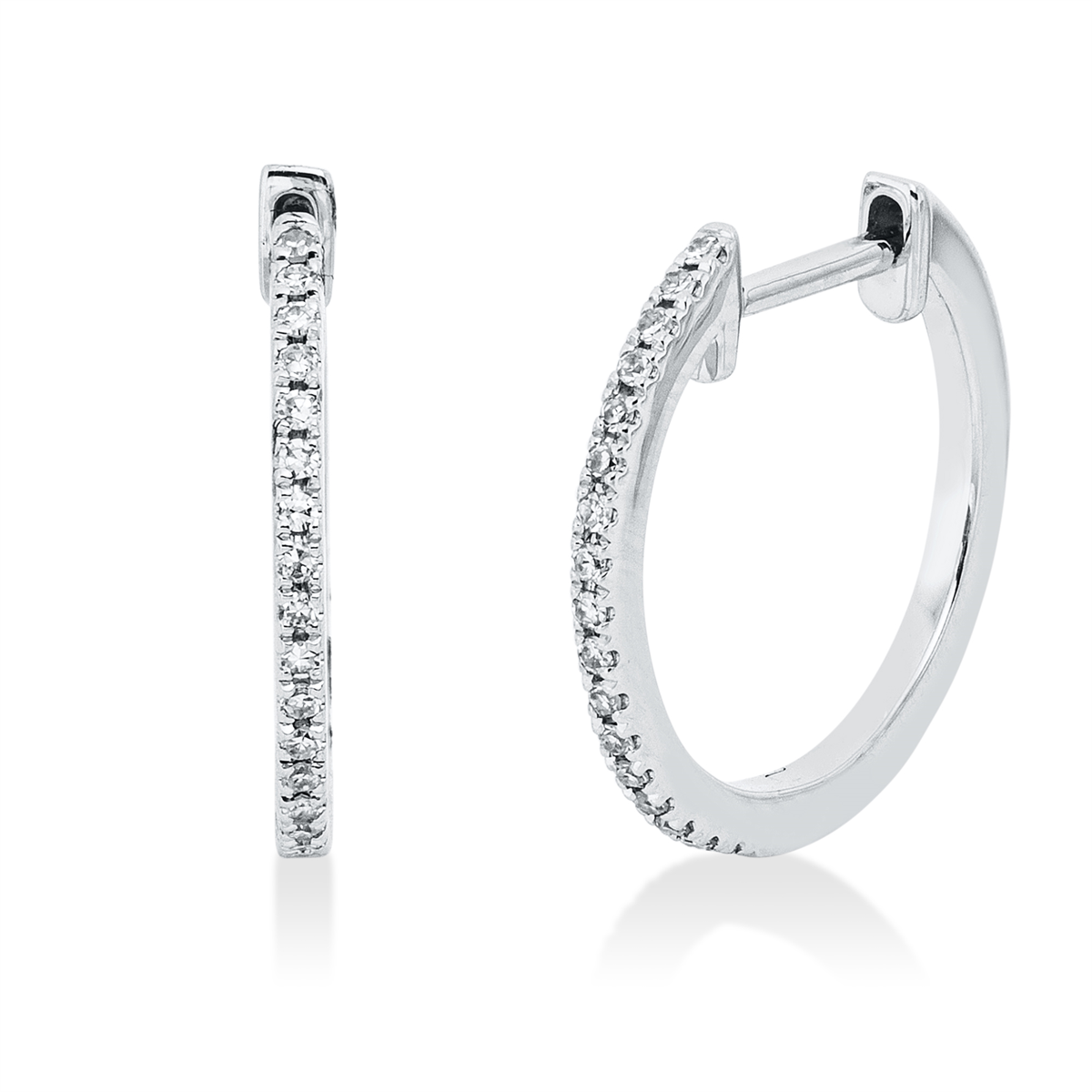 diamond single cut  modern woman hoops & huggies in white gold