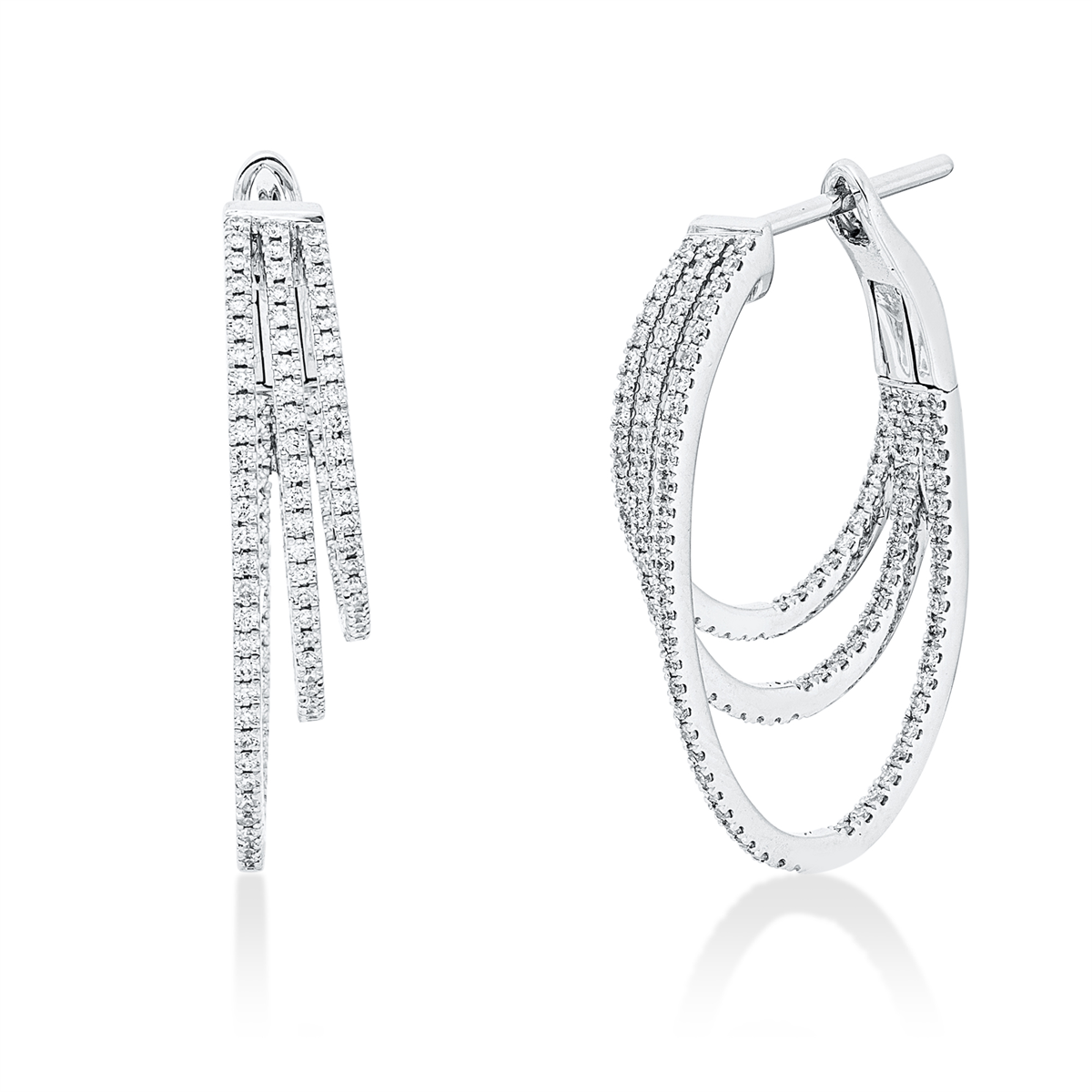 diamond full cut  multi-stone hoops & huggies in white gold