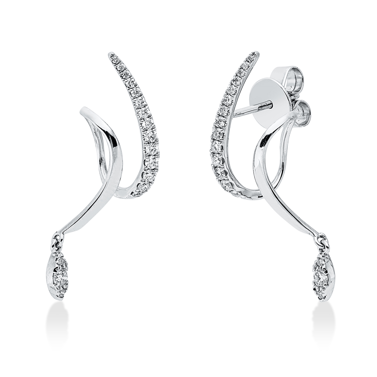 diamond full cut  modern woman earrings in white gold