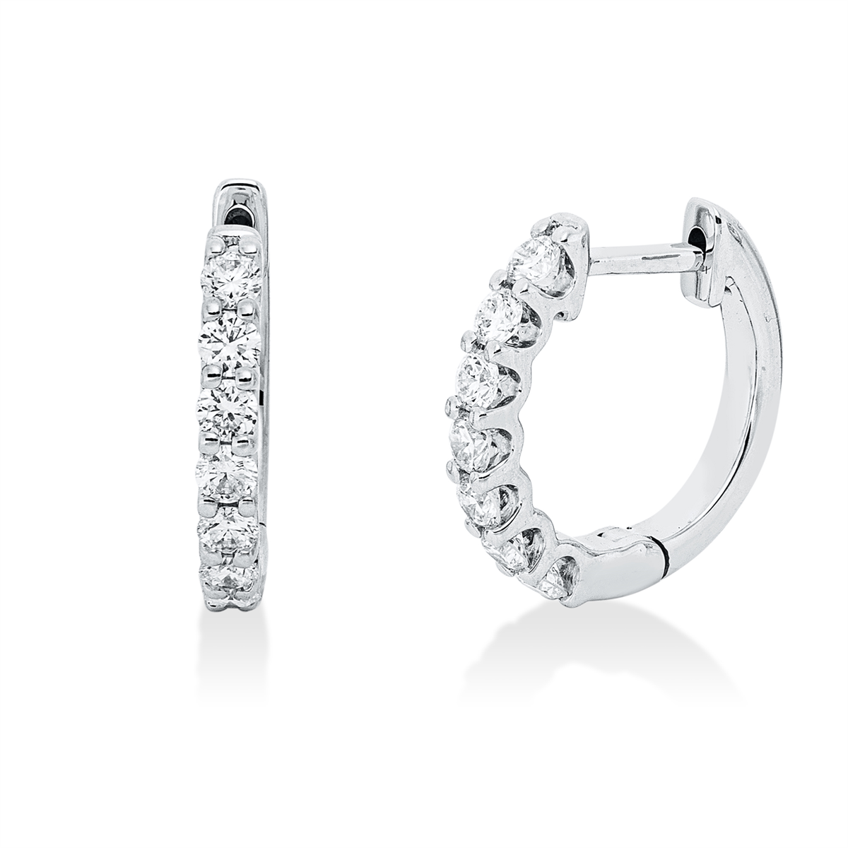diamond full cut  modern woman hoops & huggies in white gold