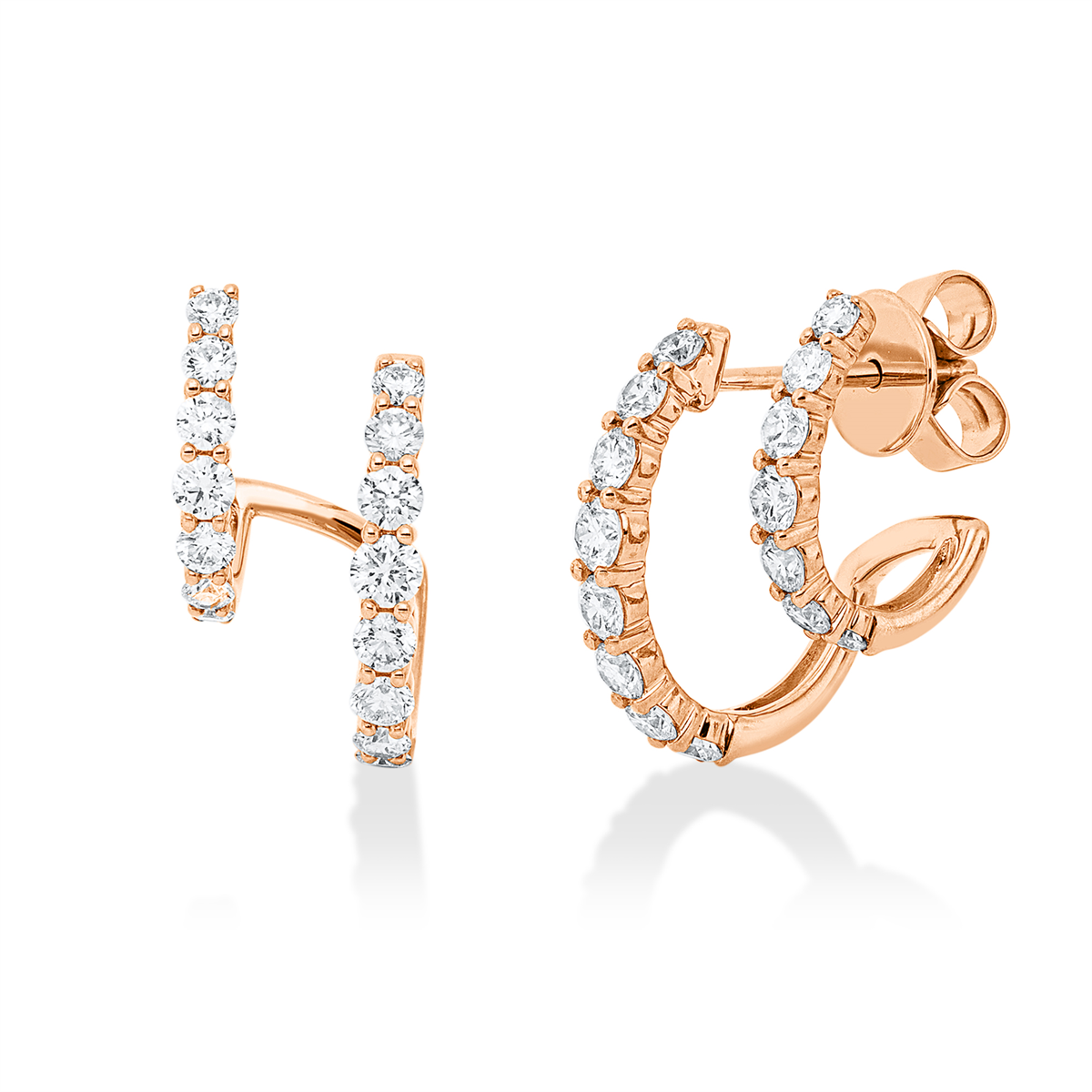 diamond full cut  modern woman studs in red gold