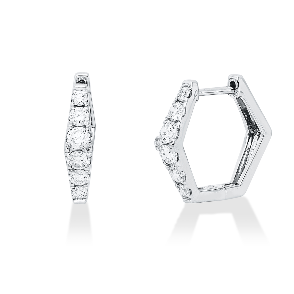 diamond full cut  modern woman hoops & huggies in white gold