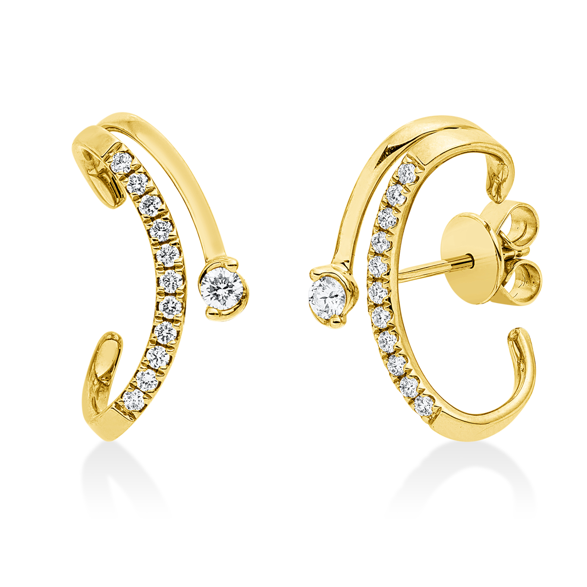 diamond full cut  modern woman studs in yellow gold
