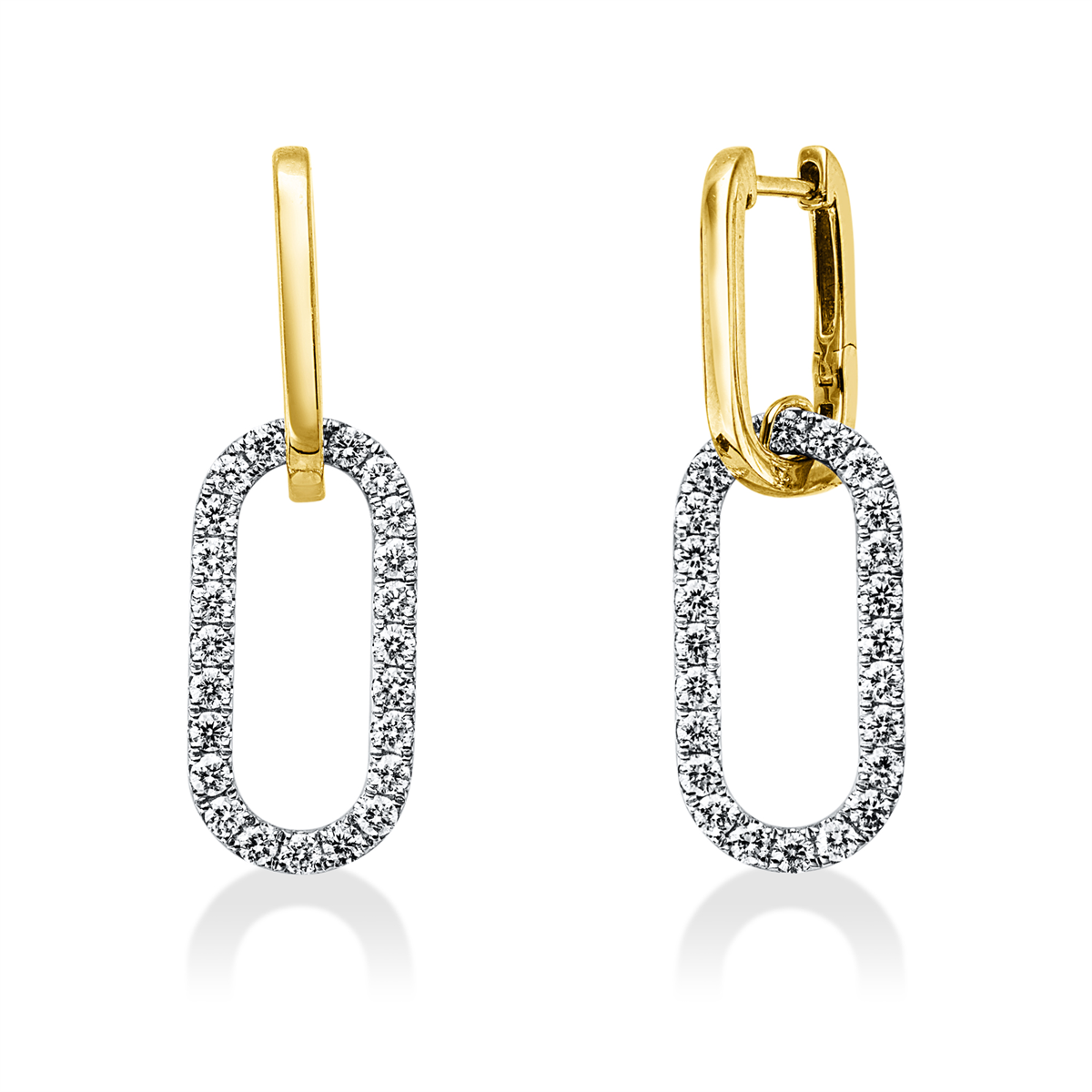diamond full cut  modern woman earrings in yellow gold / white gold