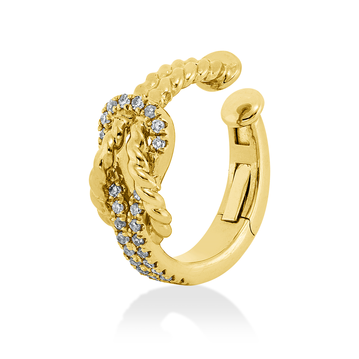 diamond single cut  modern woman ear cuff in yellow gold / white gold