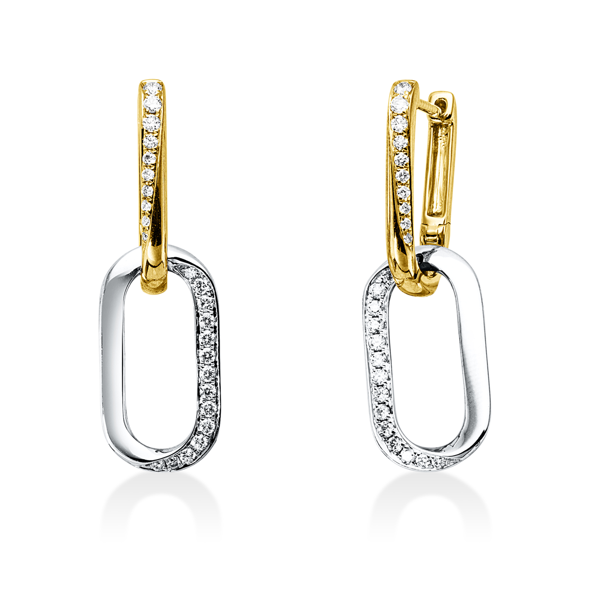 diamond full cut  modern woman earrings in yellow gold / white gold