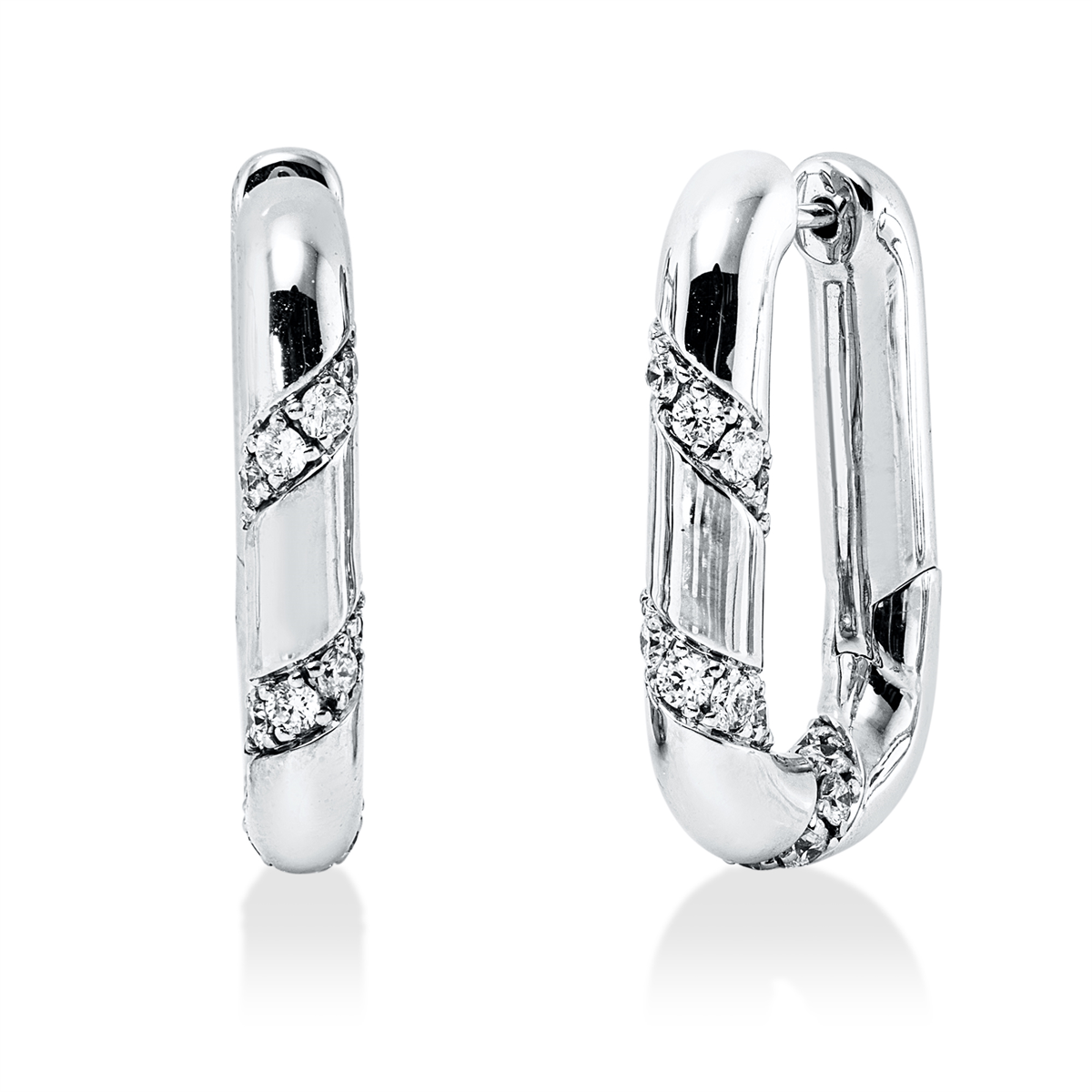 diamond full cut  modern woman hoops & huggies in white gold