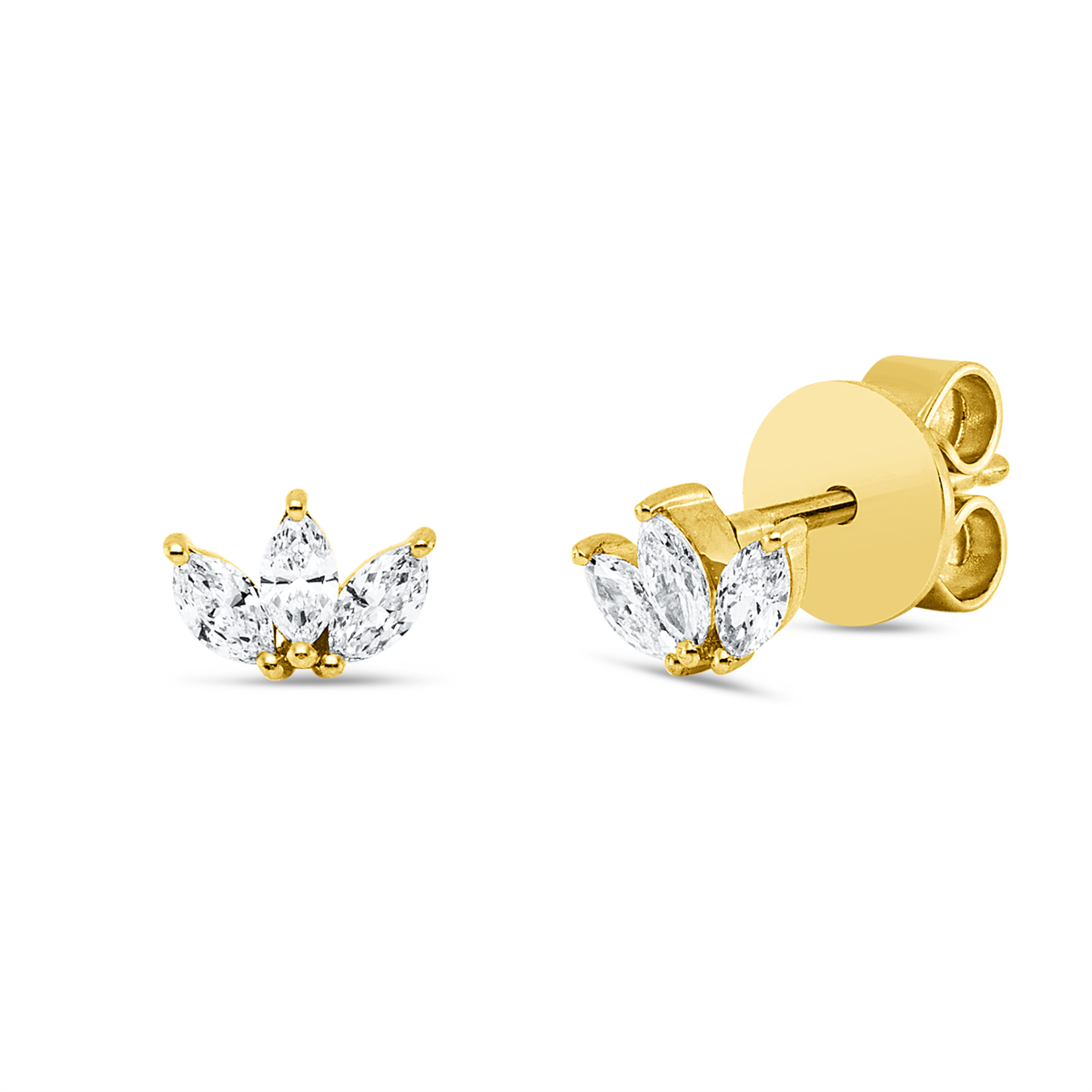 marquise  modern woman studs in yellow gold