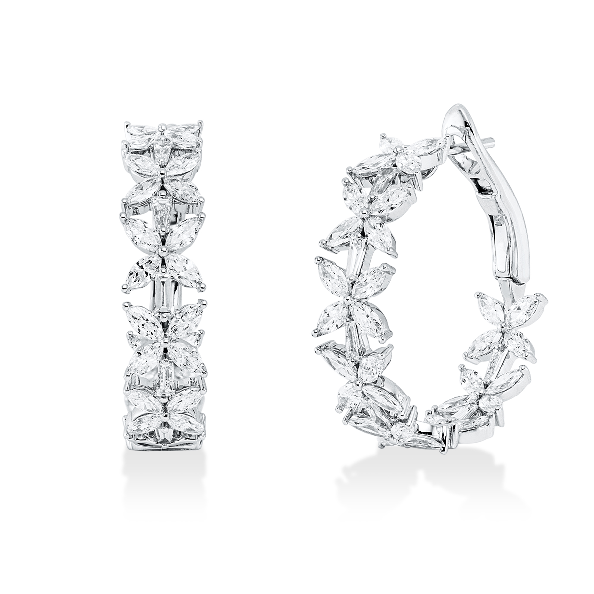 taper  exclusive hoops & huggies in white gold