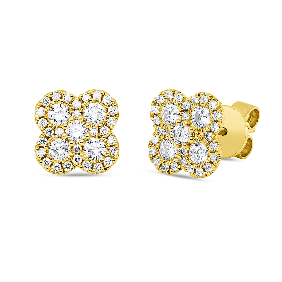 diamond full cut  illusion classic studs in yellow gold