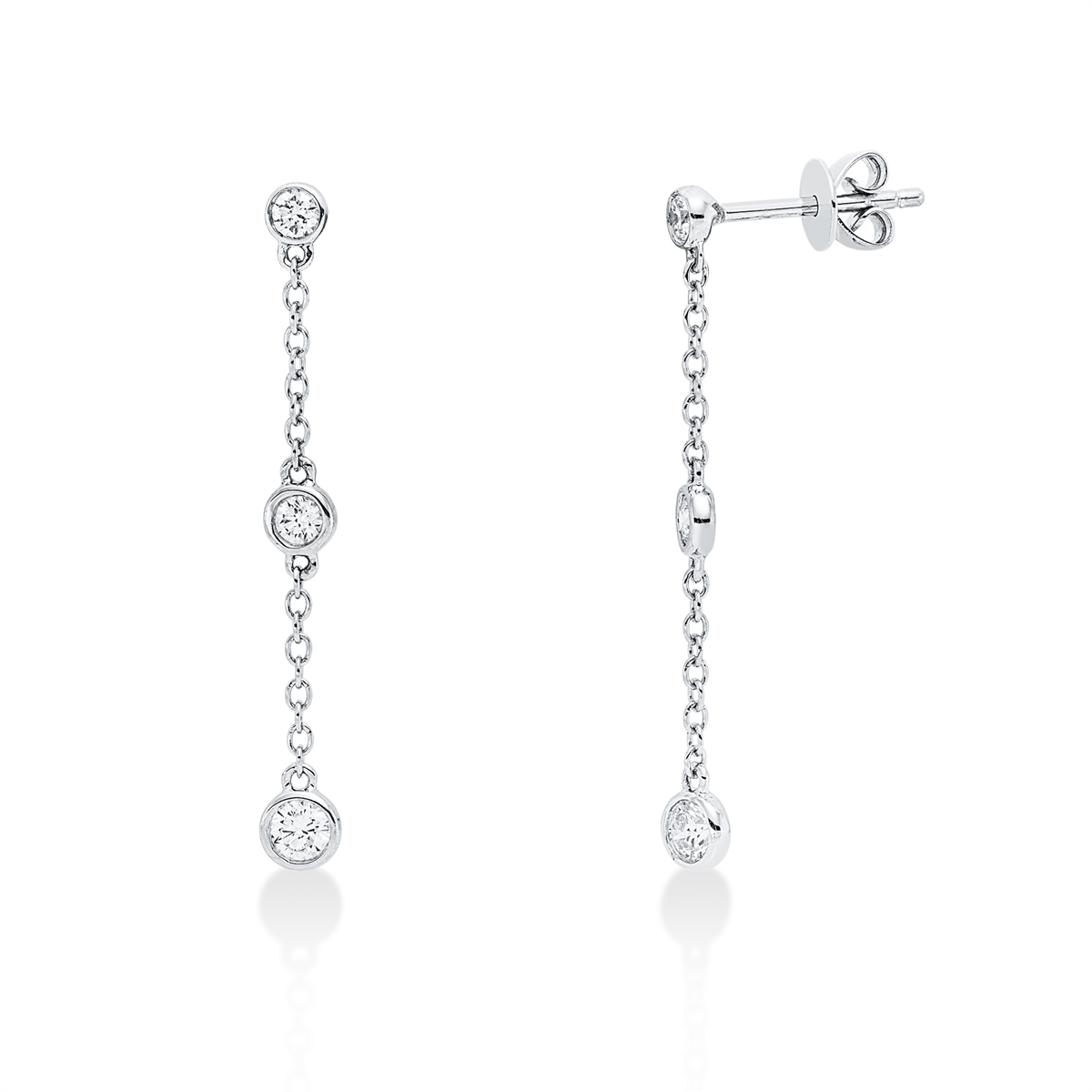 diamond full cut  modern woman earrings in white gold
