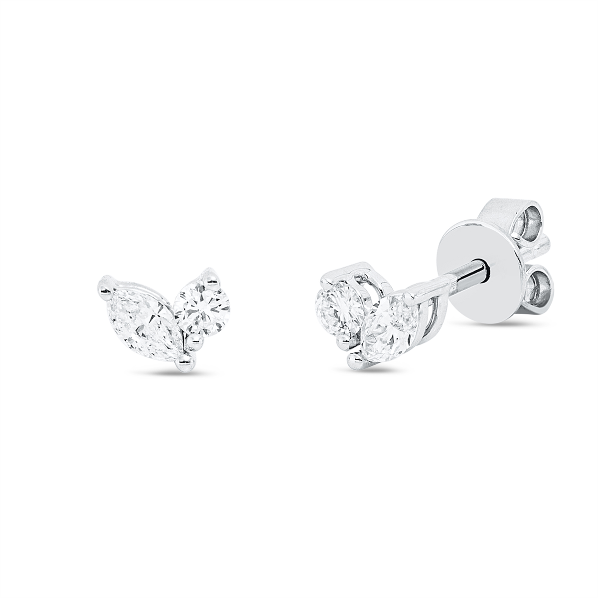 diamond full cut  modern woman studs in white gold