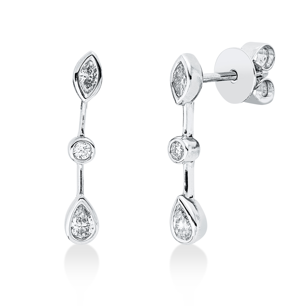 diamond full cut  modern woman studs in white gold