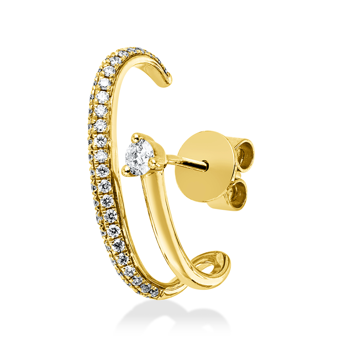 diamond full cut  modern woman studs in yellow gold