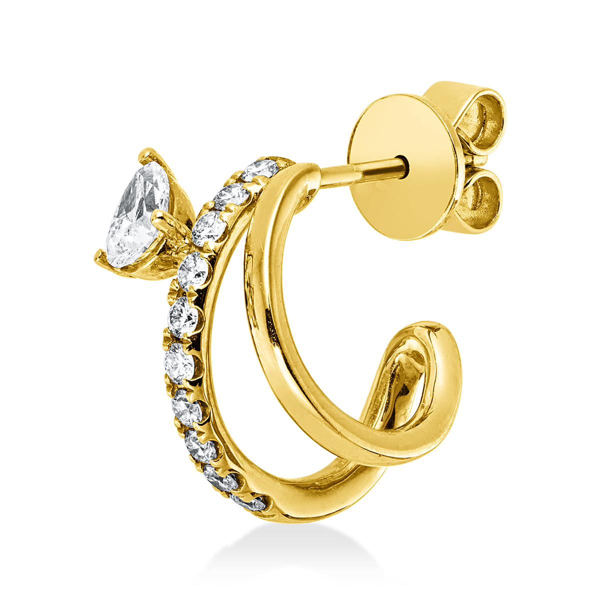 diamond full cut  modern woman studs in yellow gold