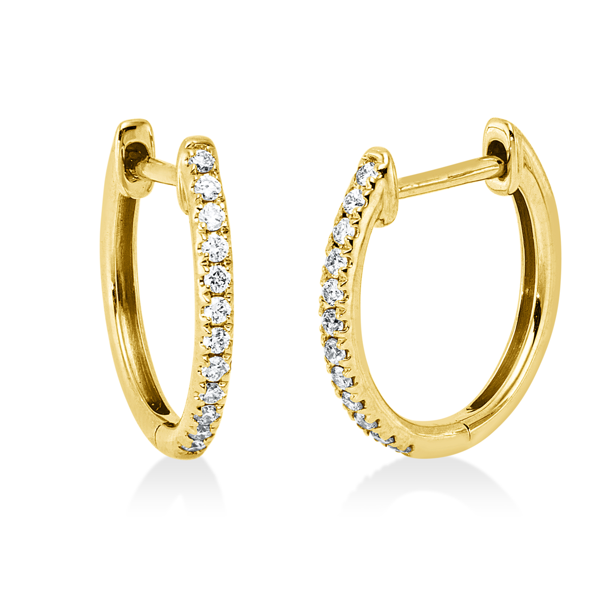 diamond full cut  modern woman hoops & huggies in yellow gold