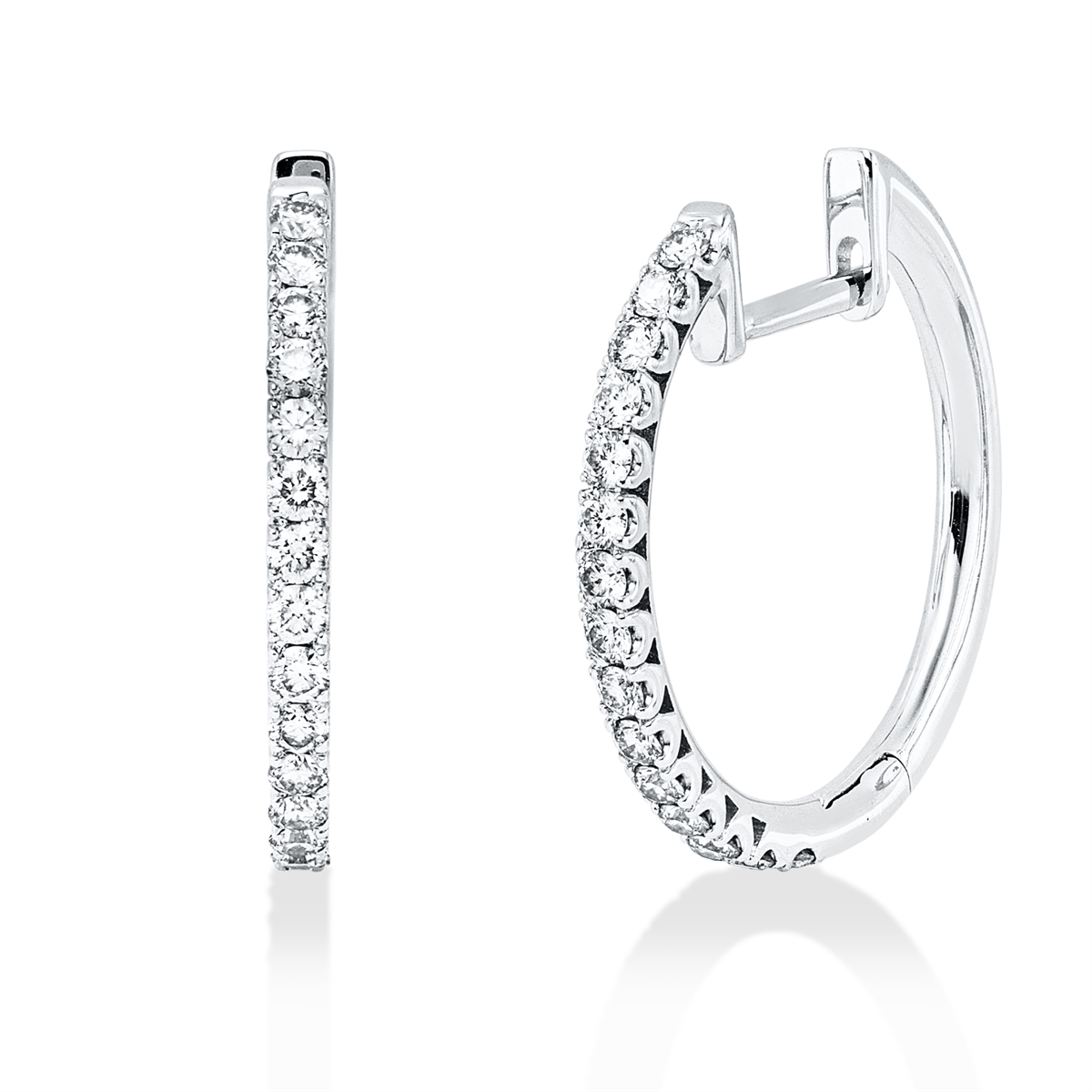 diamond full cut  modern woman hoops & huggies in white gold