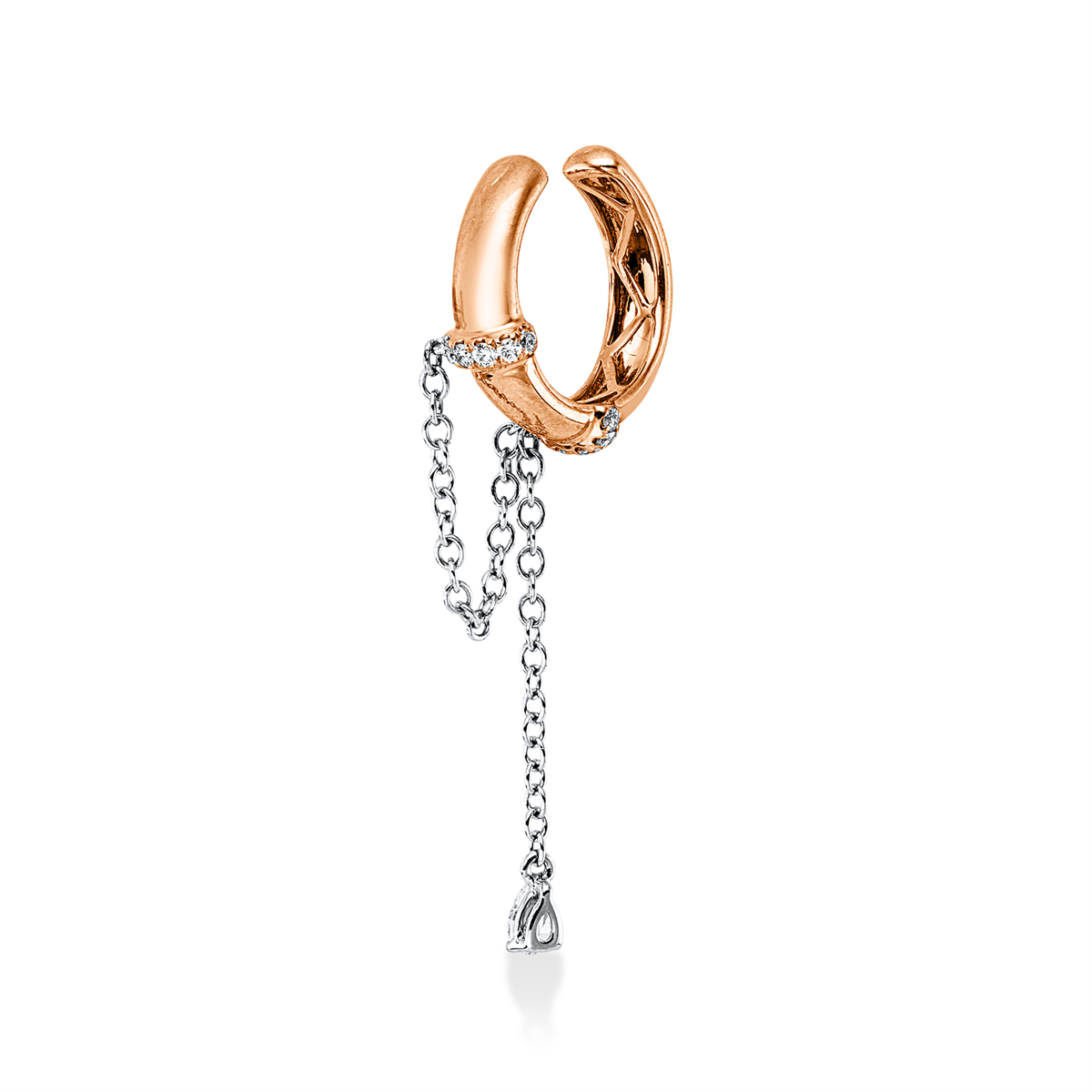 diamond full cut  modern woman earrings in red gold / white gold
