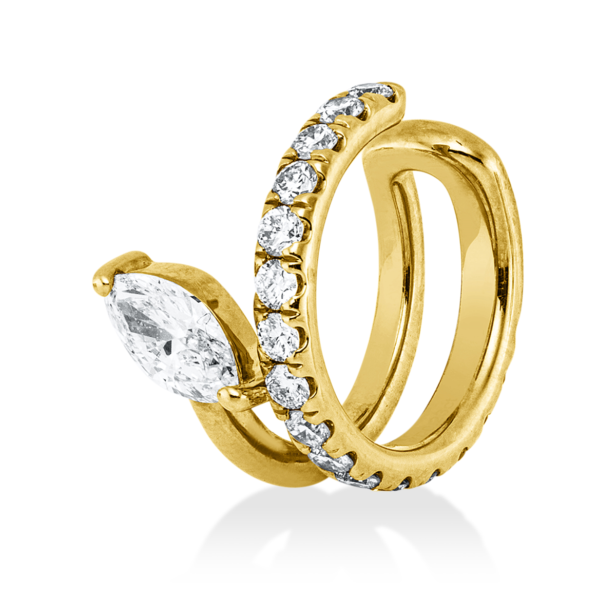 diamond full cut  modern woman earrings in yellow gold