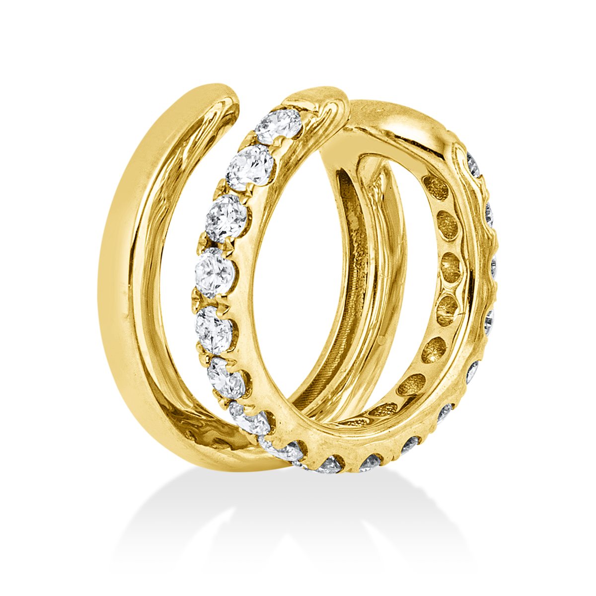 diamond full cut  modern woman earrings in yellow gold