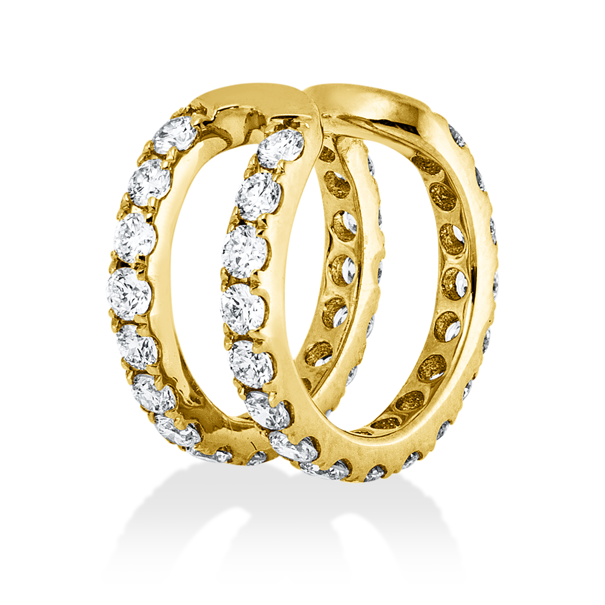 diamond full cut  modern woman earrings in yellow gold