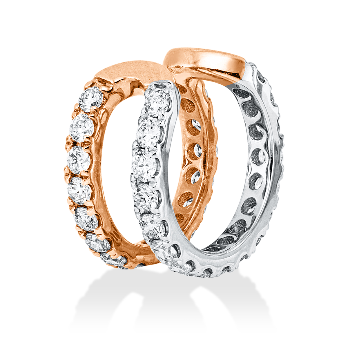 diamond full cut  modern woman earrings in red gold / white gold