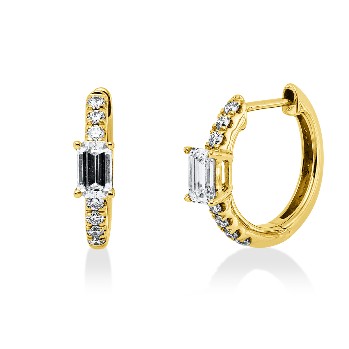 diamond full cut  modern woman hoops & huggies in red gold