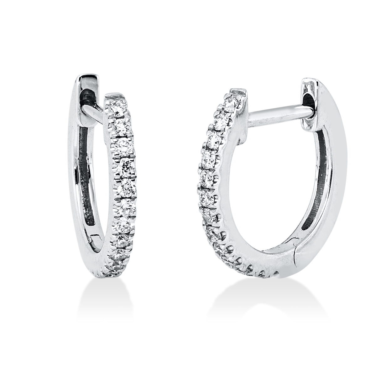 diamond full cut  modern woman hoops & huggies in white gold