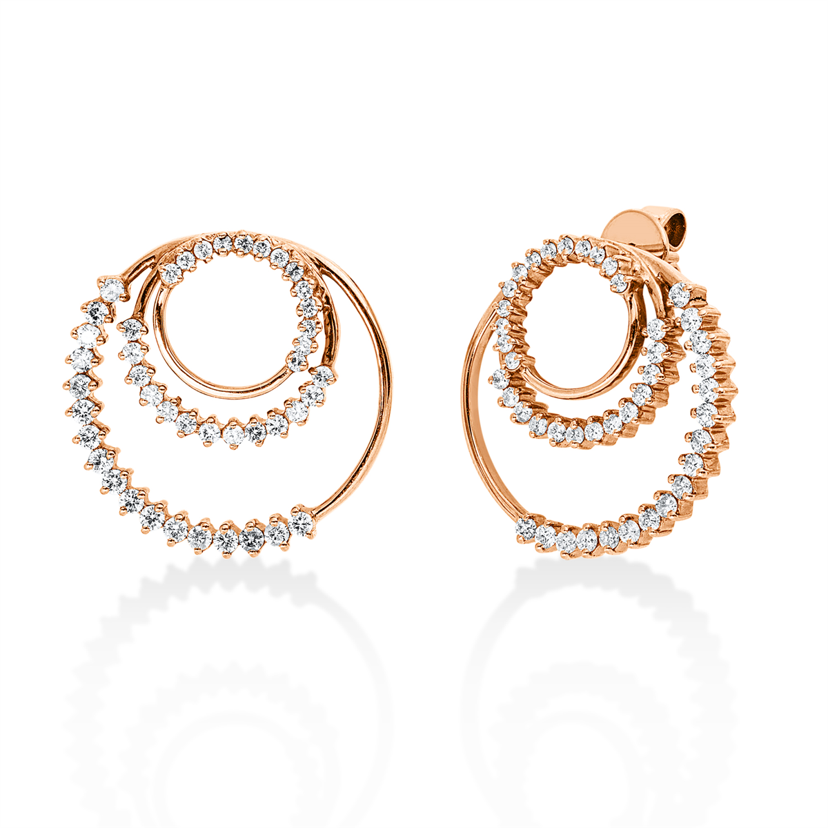 diamond full cut  multi-stone studs in red gold