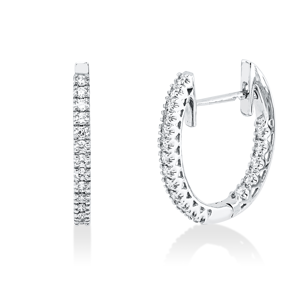 diamond full cut  modern woman hoops & huggies in white gold