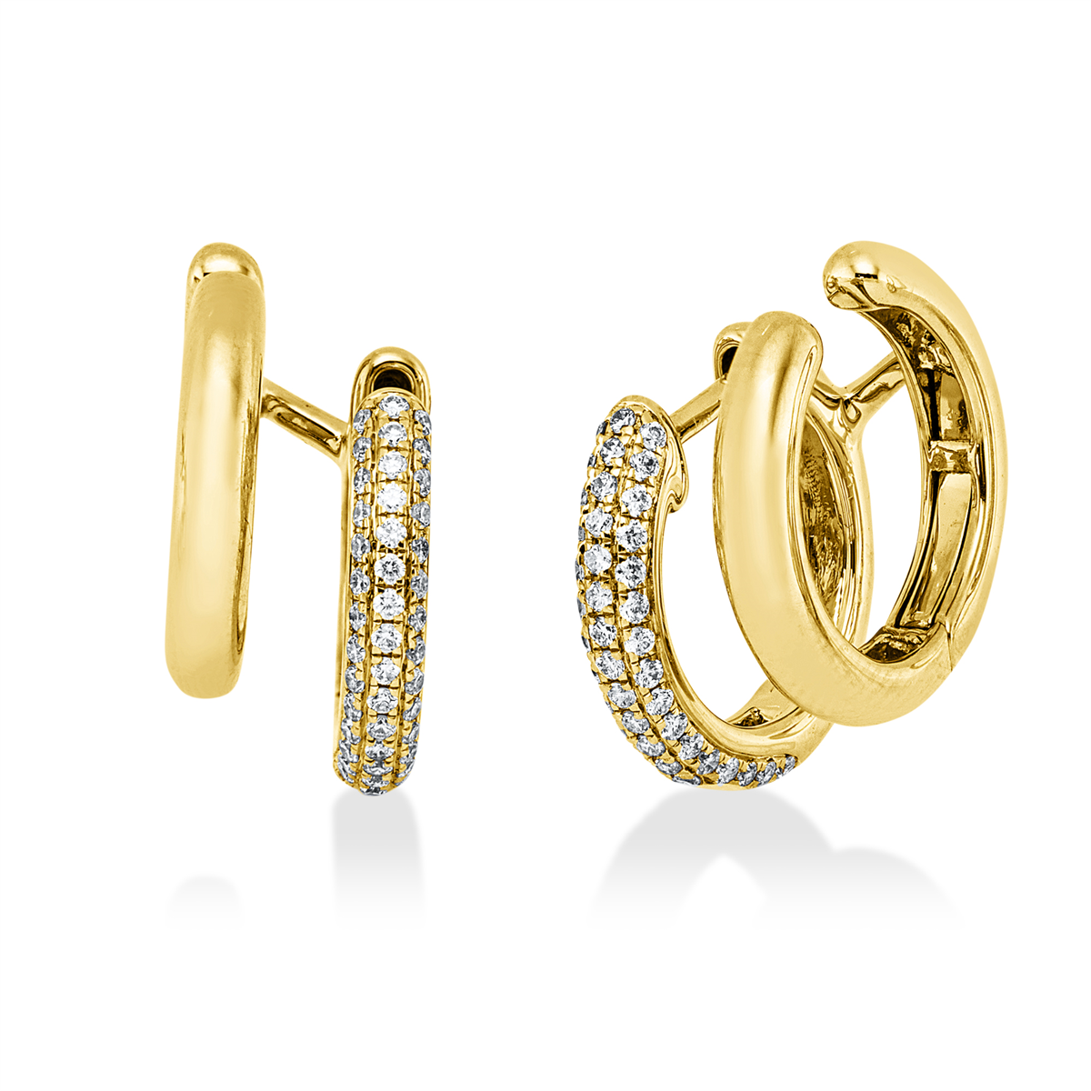 diamond full cut  pavé hoops & huggies in yellow gold