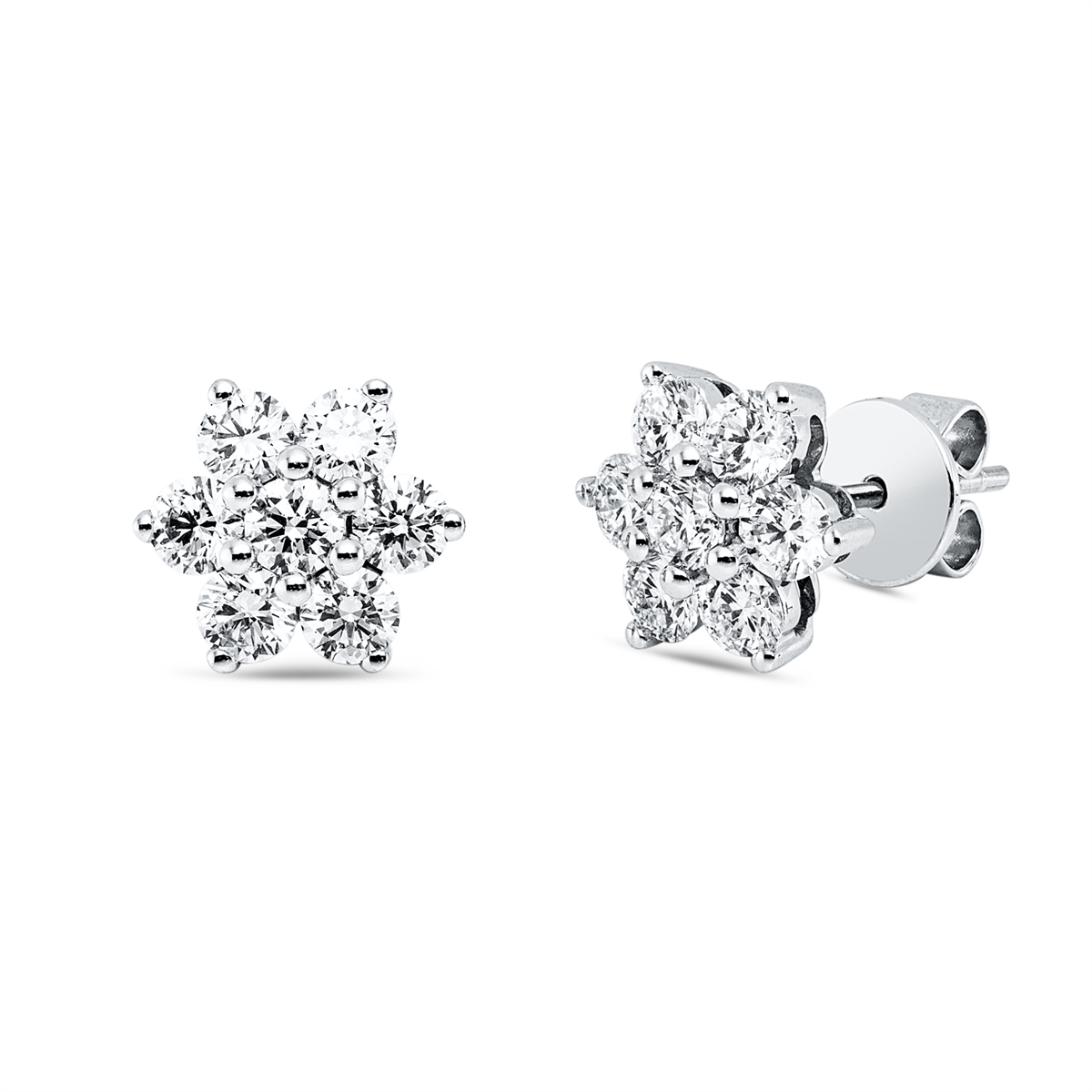 diamond full cut  multi-stone studs in white gold