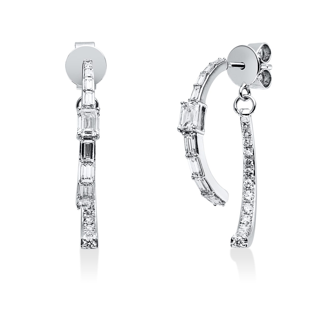 diamond full cut  multi-stone earrings in white gold