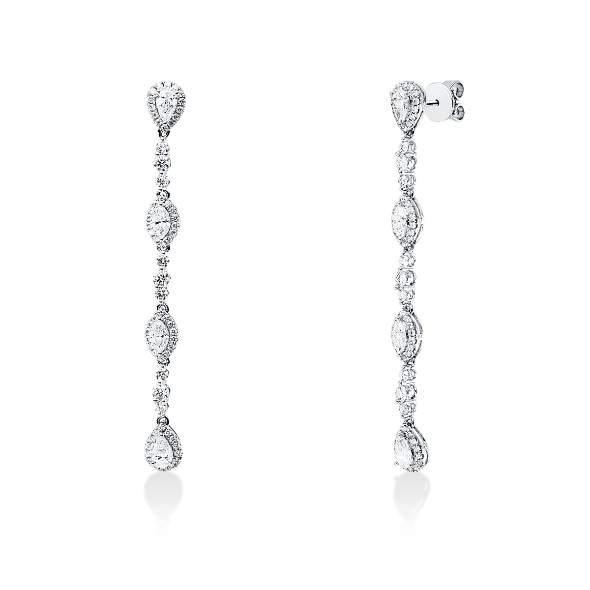 diamond full cut  multi-stone earrings in white gold