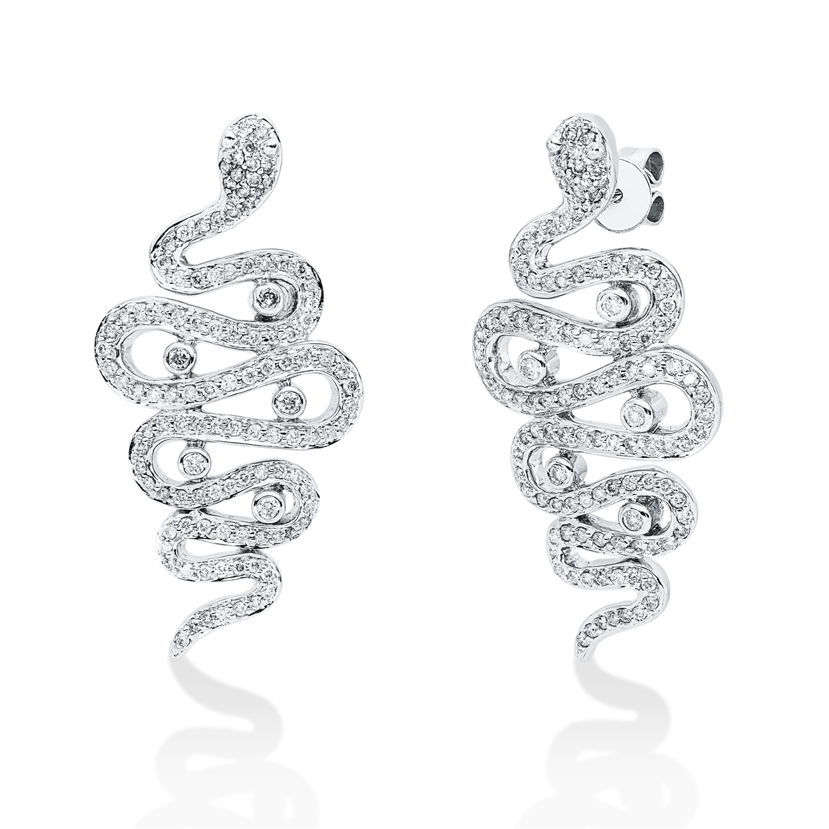 diamond full cut  animal earrings in white gold