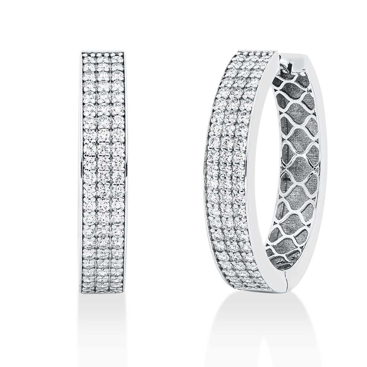 diamond full cut  pavé hoops & huggies in white gold