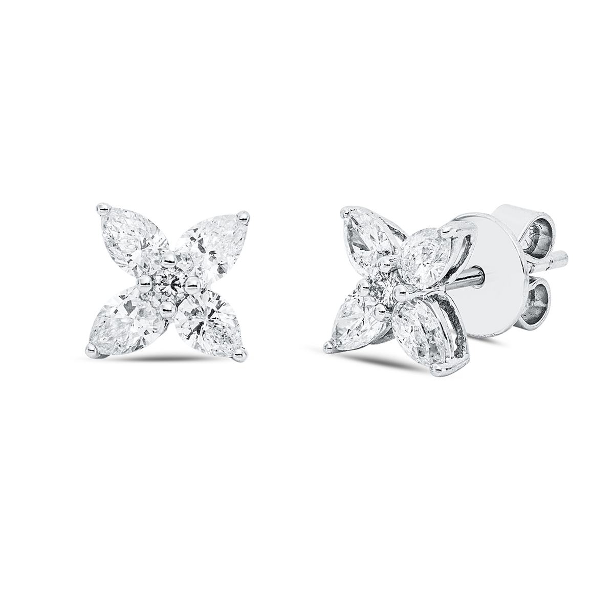 diamond full cut  modern woman studs in white gold