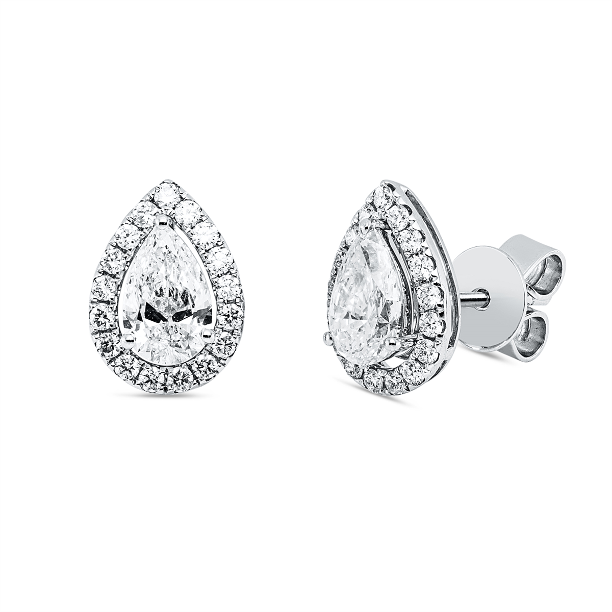 diamond full cut  solitaire with accent stones studs in white gold