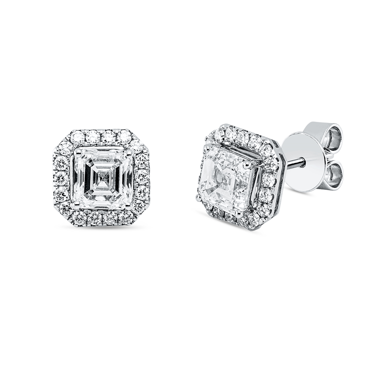 diamond full cut  solitaire with accent stones studs in white gold