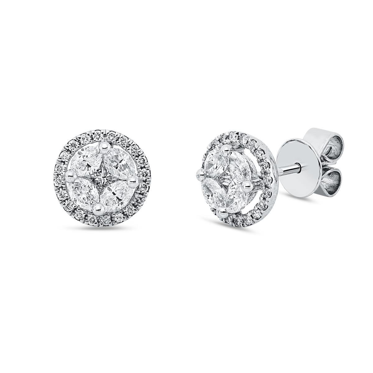 diamond full cut  illusion classic studs in white gold