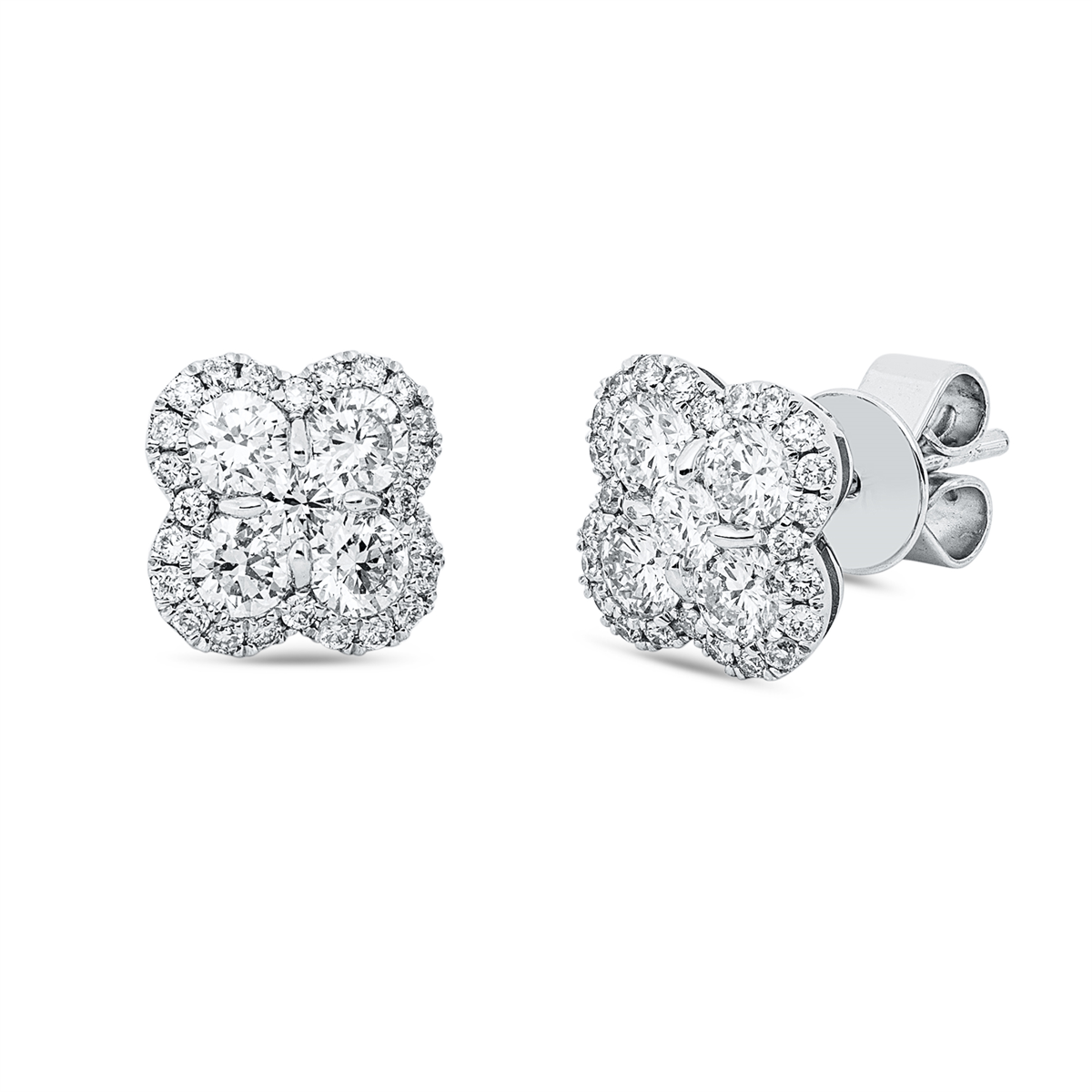 diamond full cut  illusion classic studs in white gold